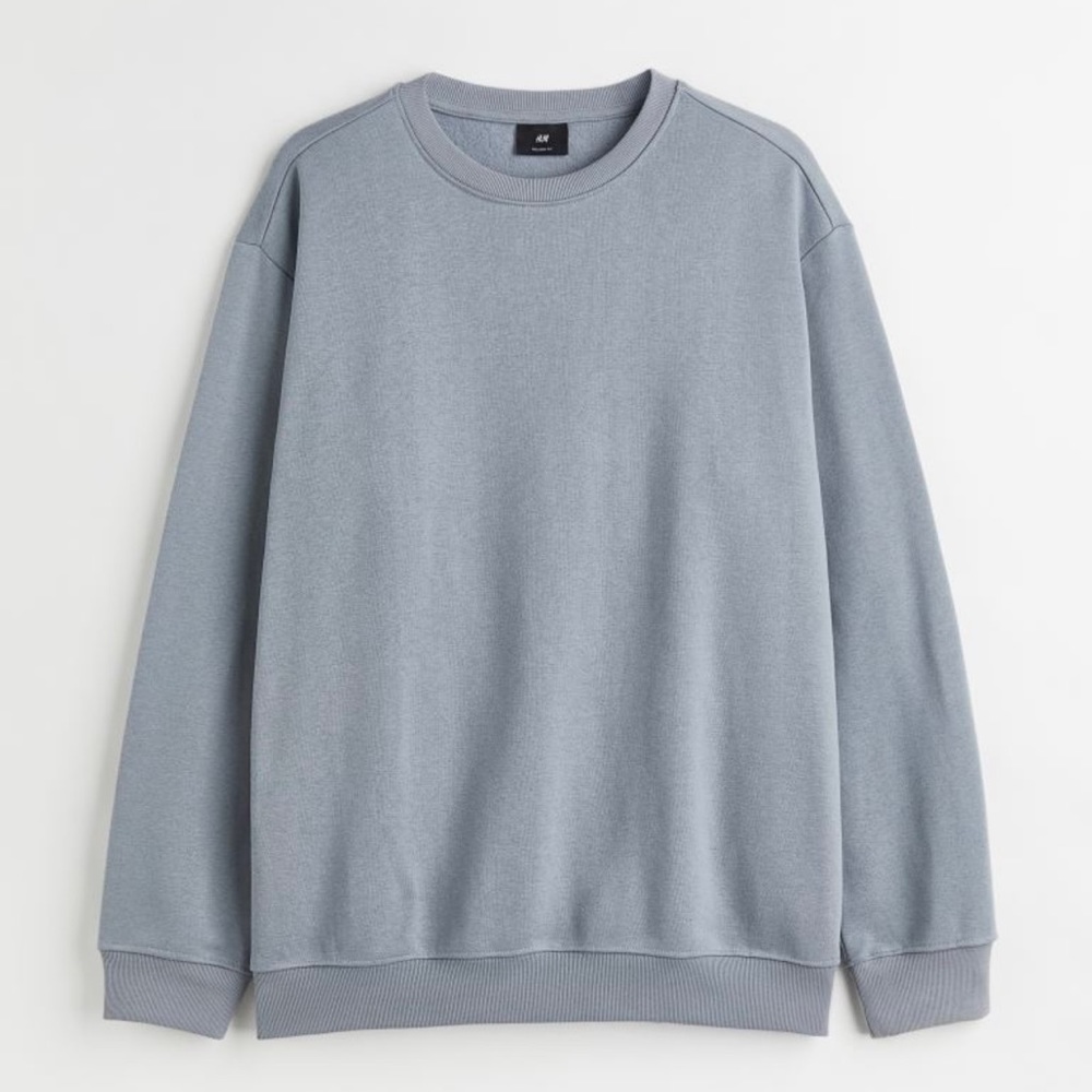 Mens H&M Relaxed Fit Crewneck Sweatshirt Sweater - Stone Grey - Size Medium